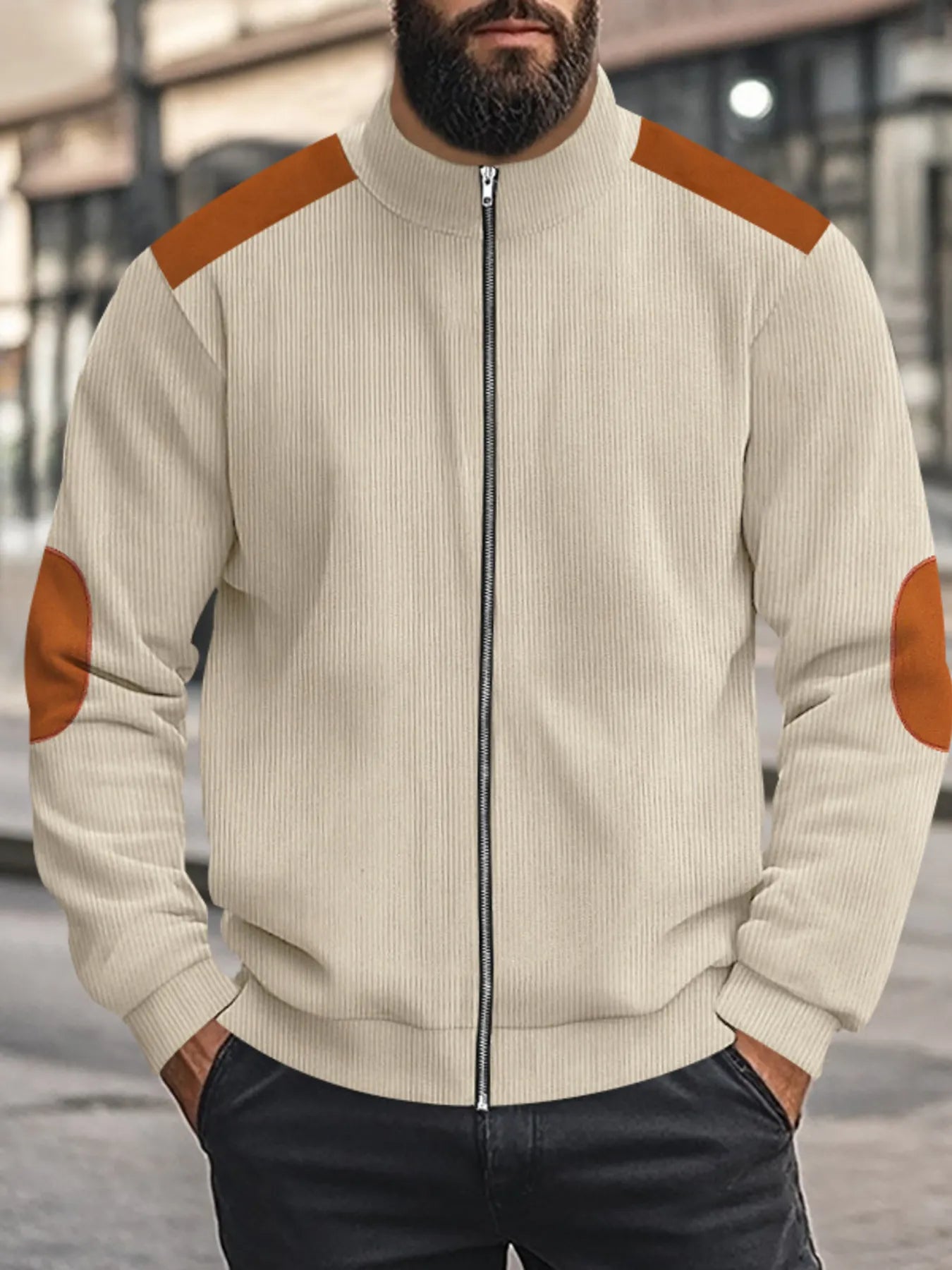 Men's Full Size Zip Up Long Sleeve Jacket Plus Size
