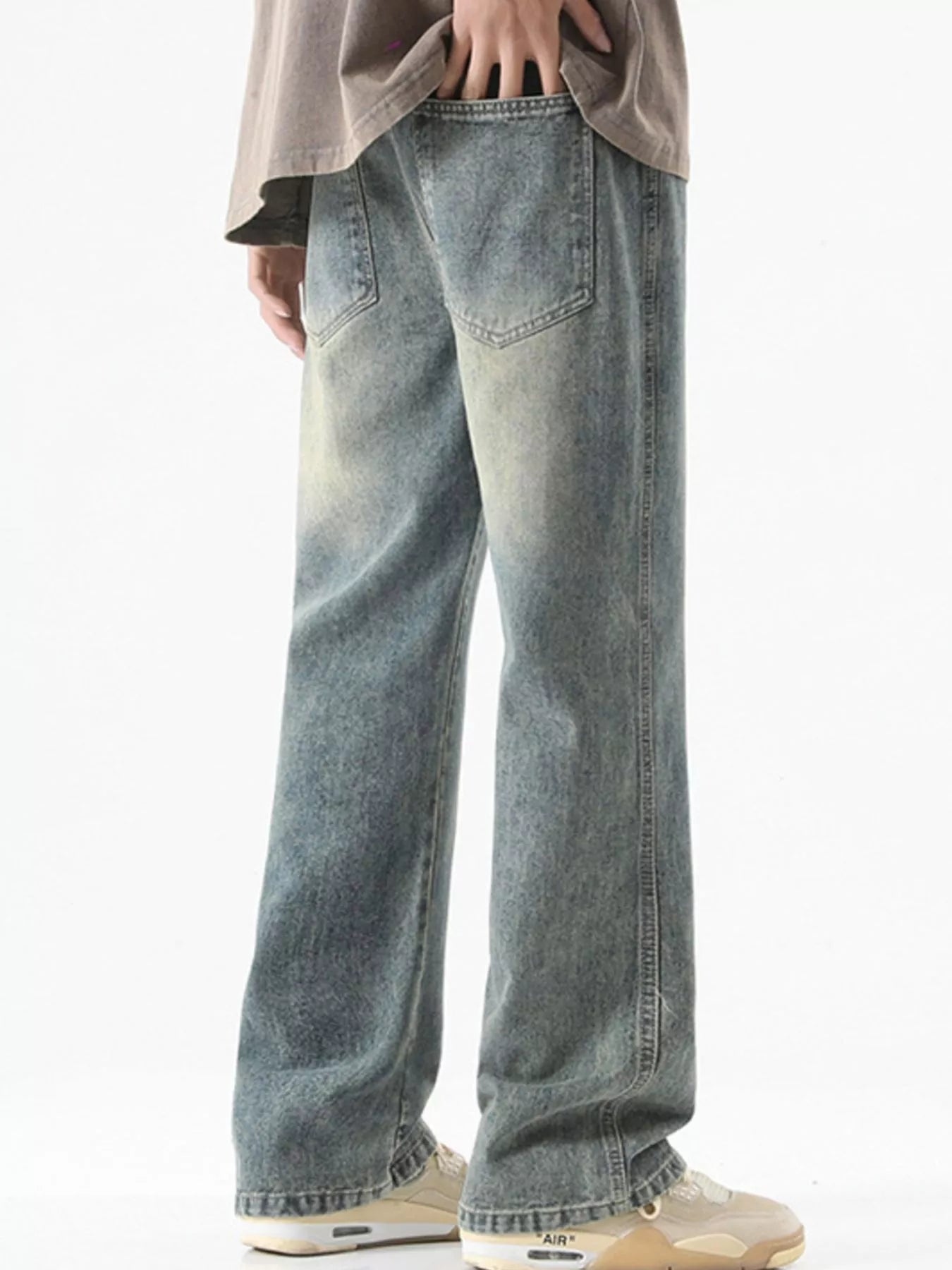 Men's Full Size Vintage Wash Loose Fit Jeans Plus Size
