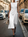 Round Neck Sleeveless Midi Dress