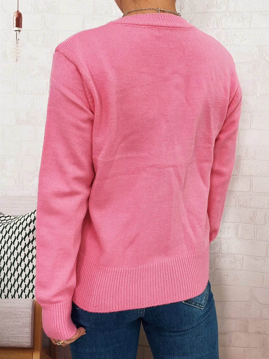 Button-Front Cardigan with Colorful Detail Buttons