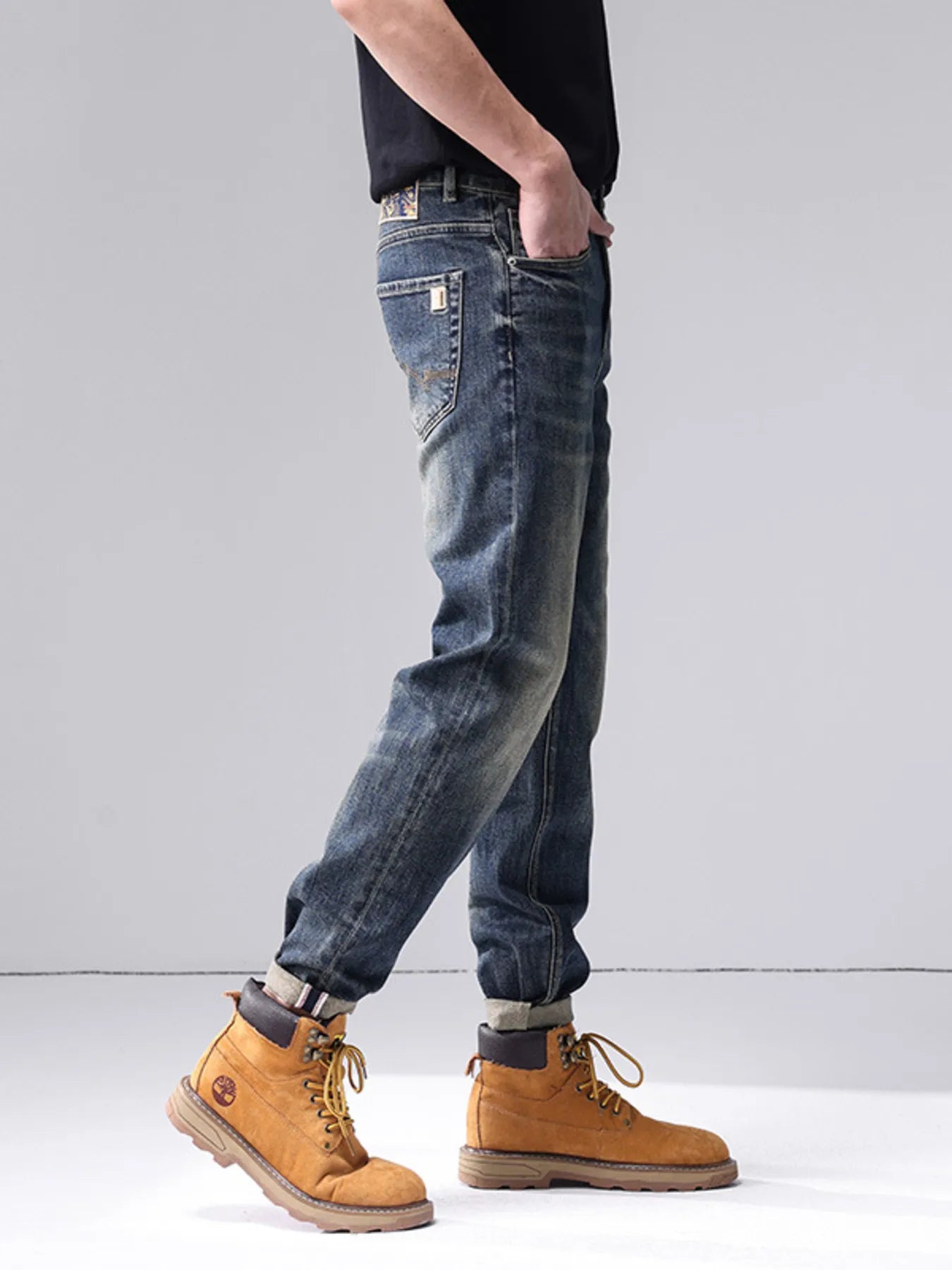 Men's Washed Straight Leg Jeans
