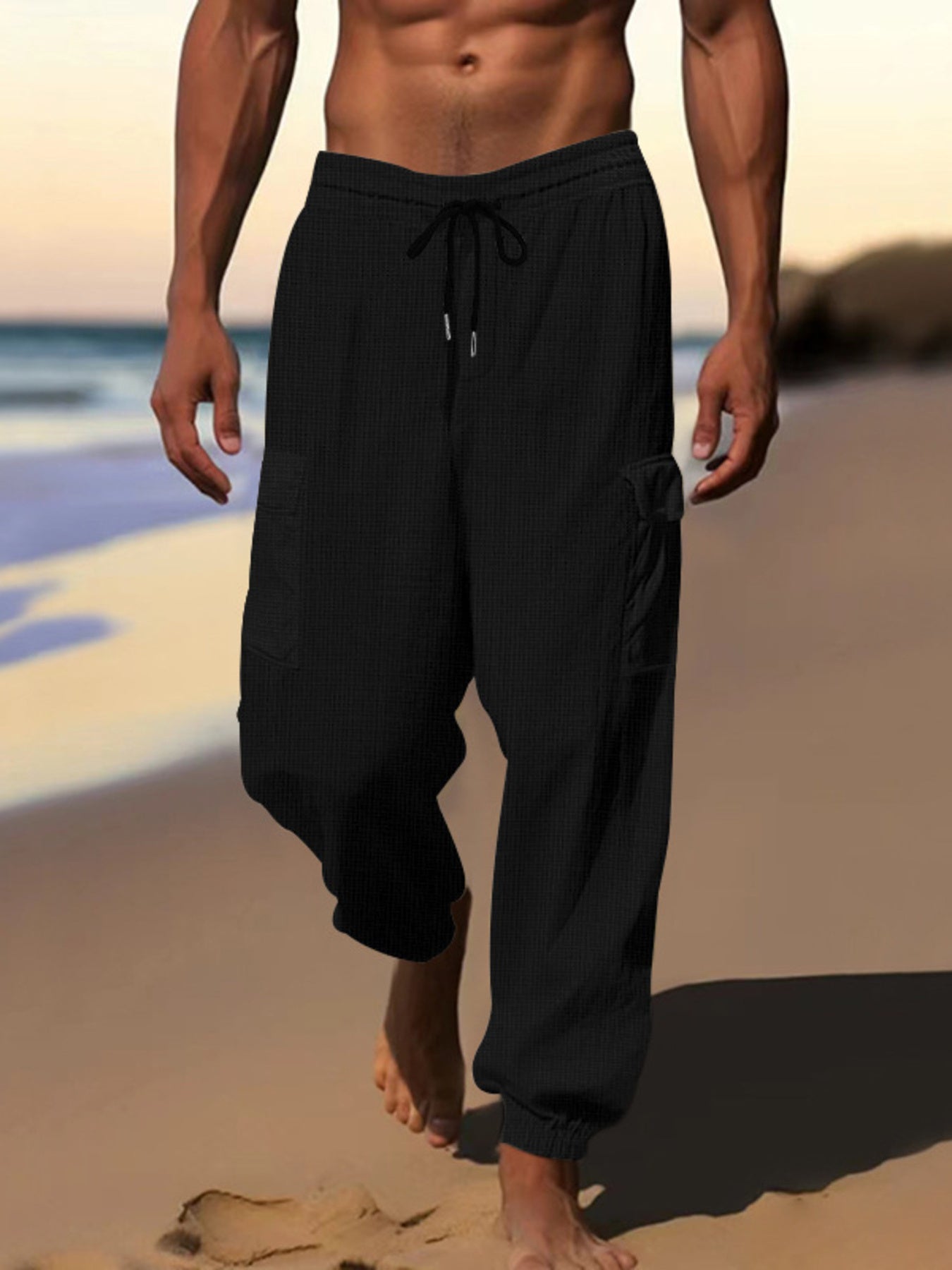 Men's Full Size Drawstring Joggers with Pockets Plus Size