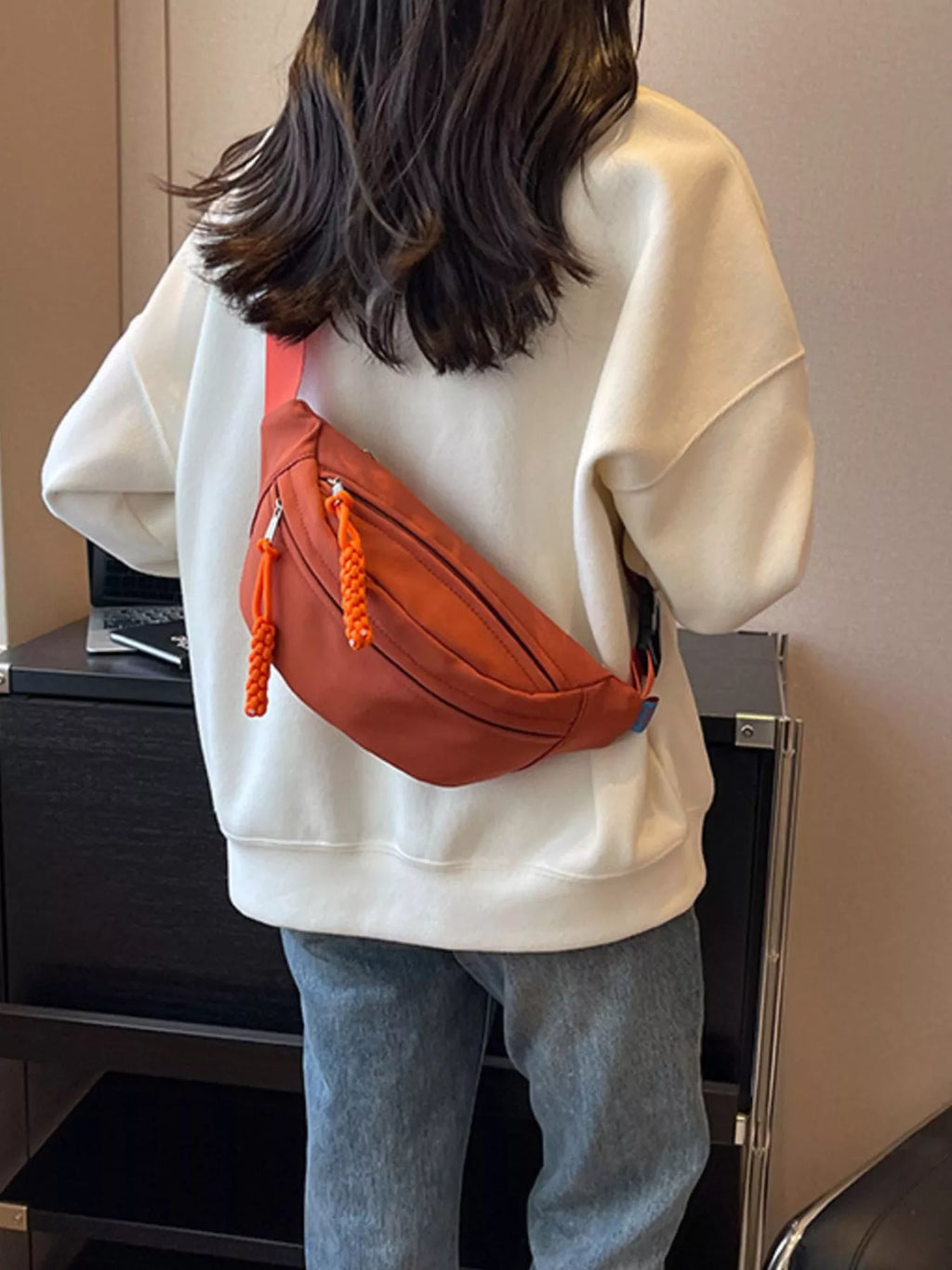 Lightweight Crossbody Bag with Tassel Detail