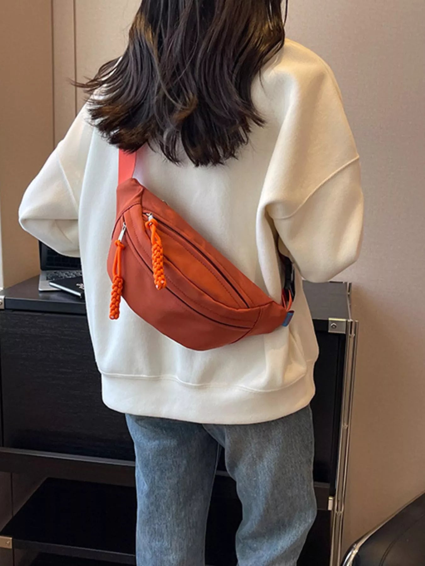Lightweight Crossbody Bag with Tassel Detail