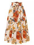 Full Size Floral Print Tiered Ruffle Midi Skirt Plus Size