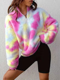 Tie-Dye Fuzzy Quarter Zip Sweatshirt