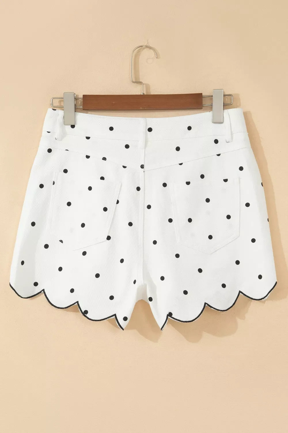 Polka Dot Scalloped Hem Shorts