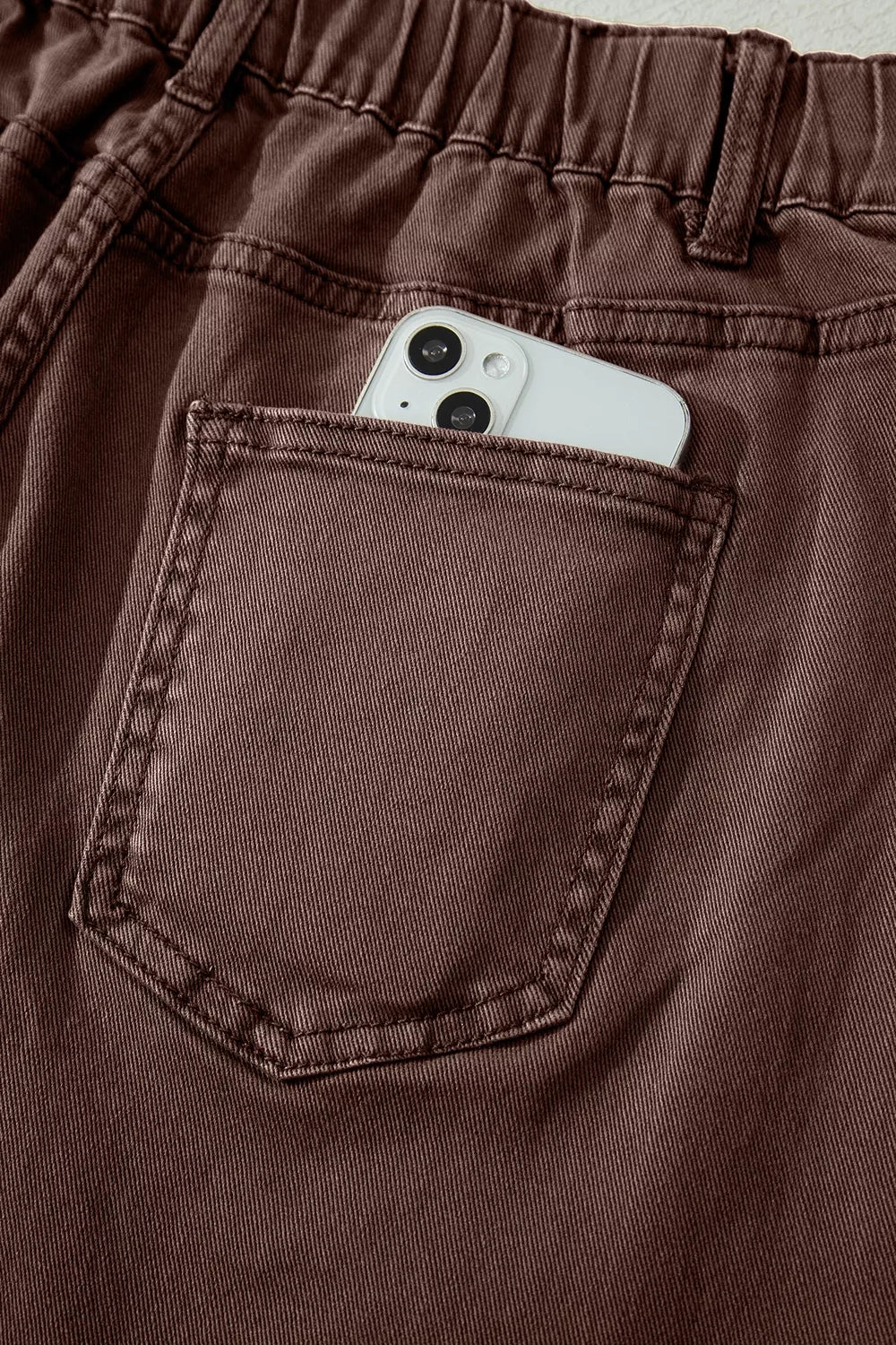 Solid Color Square Patch Pocket Ankle-length Barrel Jeans
