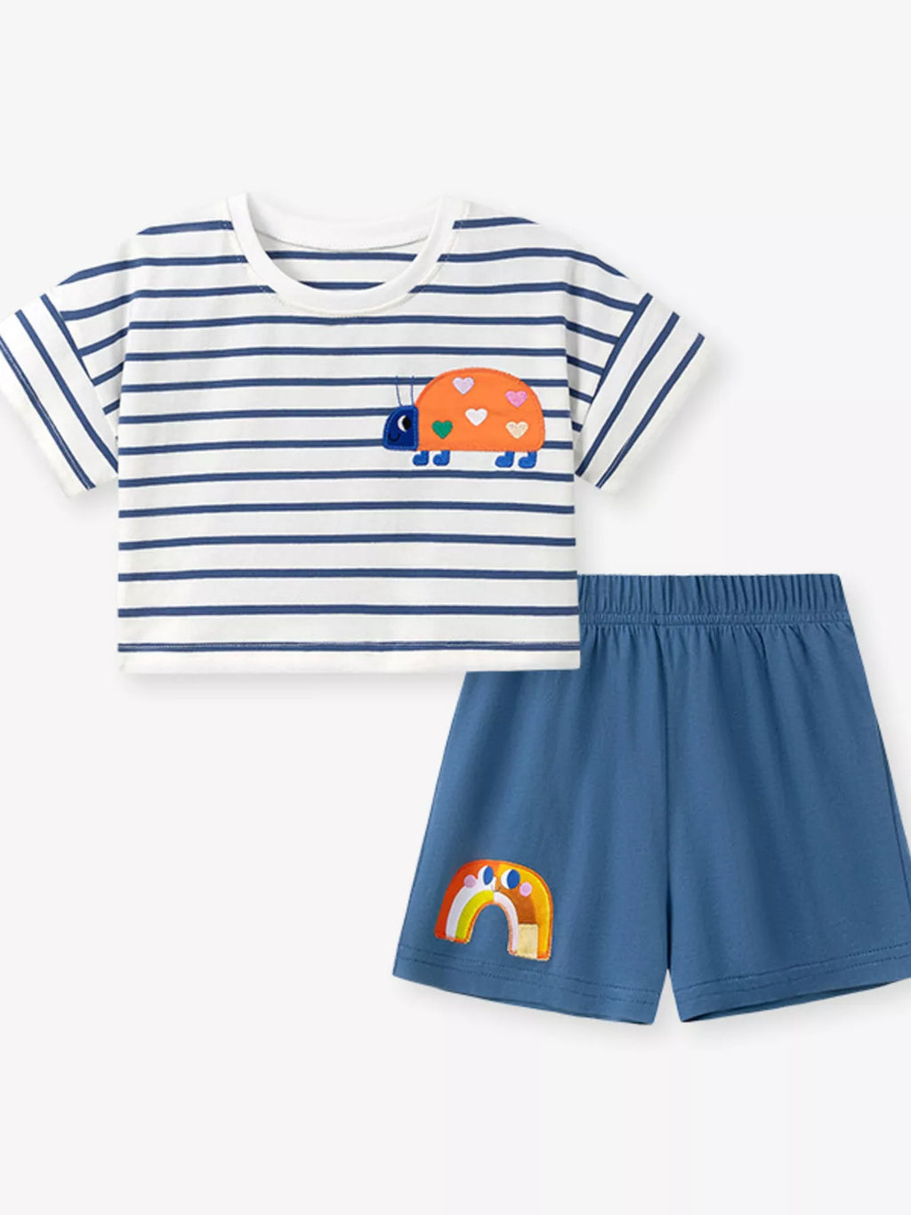 Children's Striped Tee & Rainbow Shorts Set