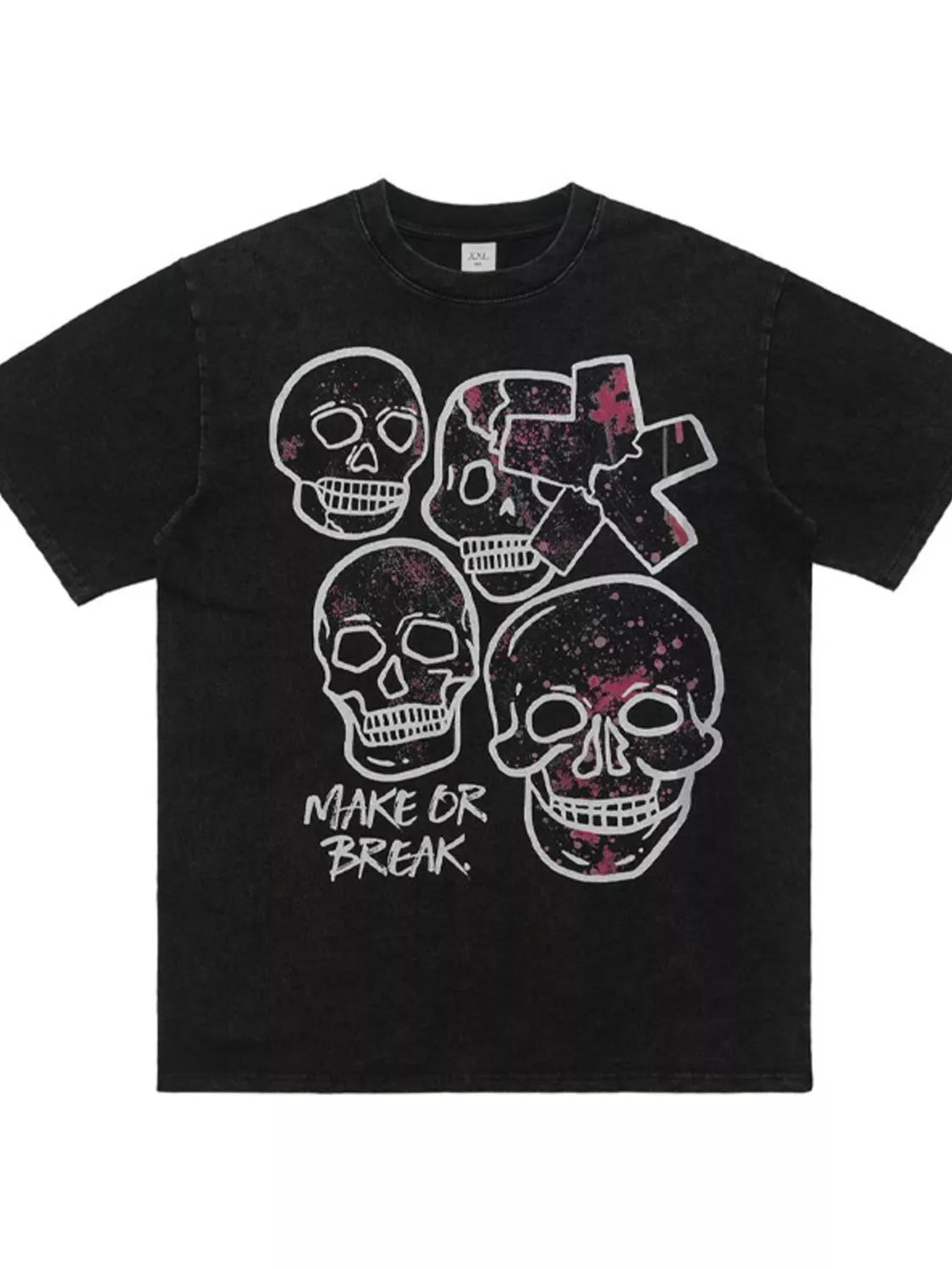 Men's Skull Graphic Round Neck Short Sleeve T-Shirt