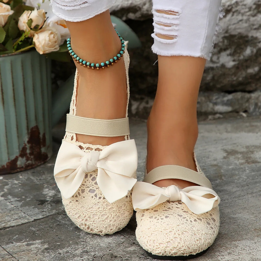 Bow Round Toe Flat Slip-Ons