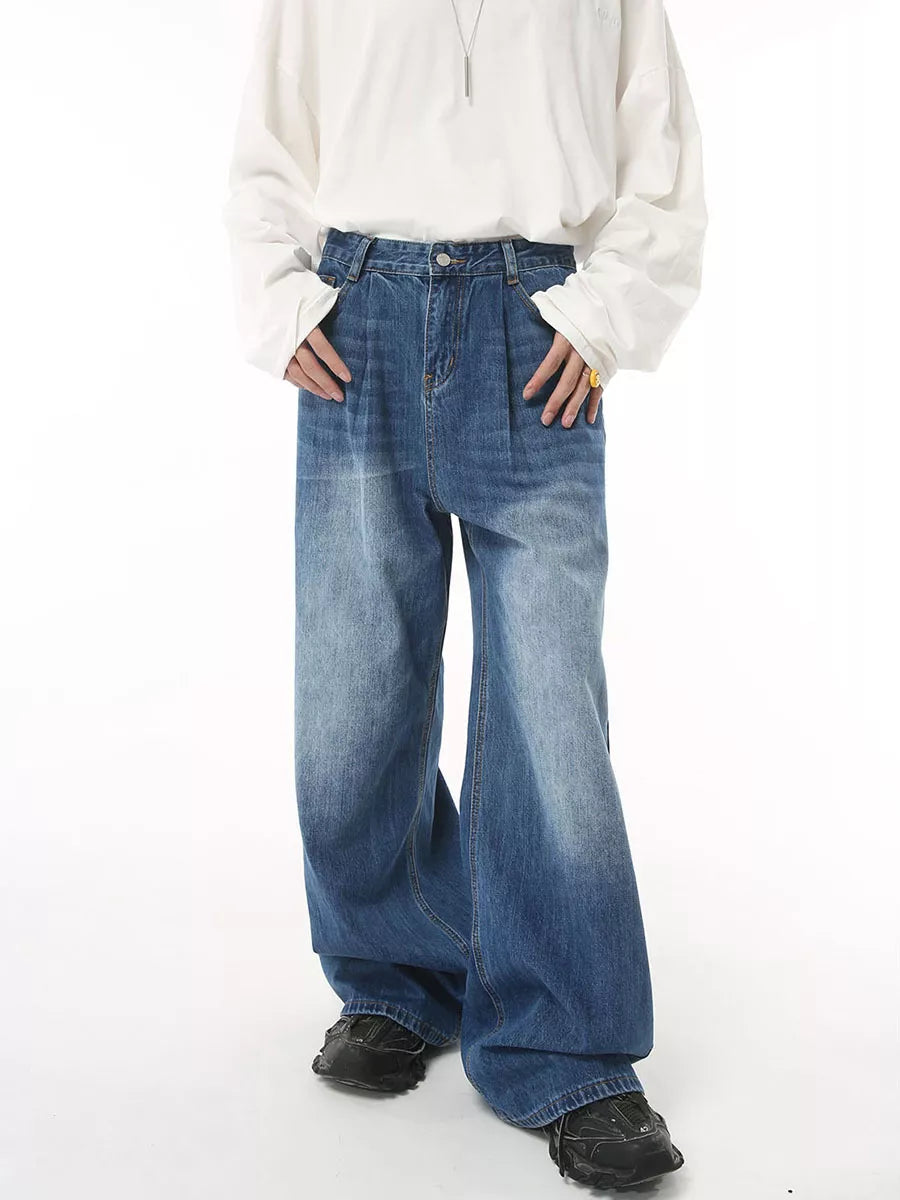 Men's Vintage Wash Wide Leg Jeans