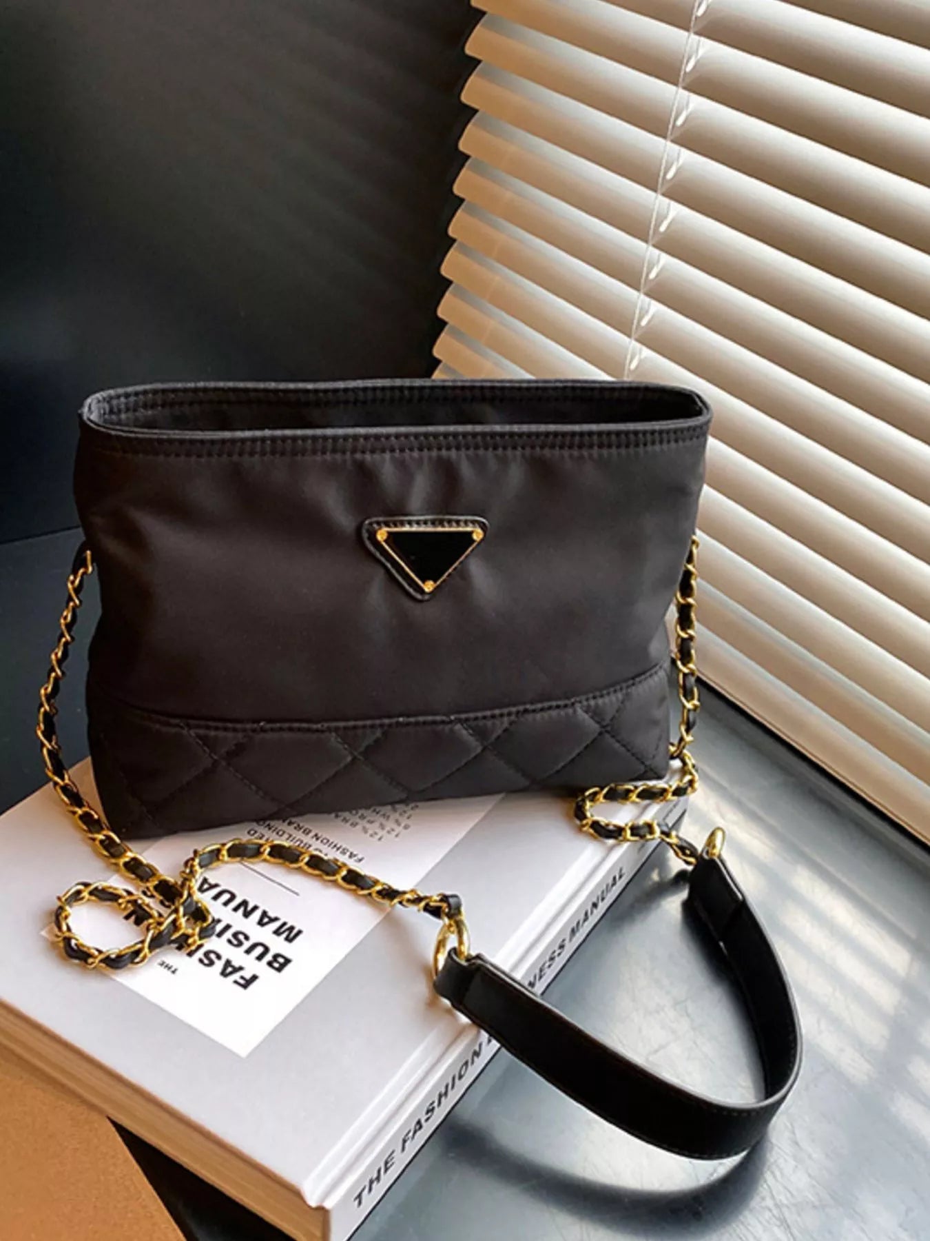 Quilted Crossbody Bag with Chain Strap