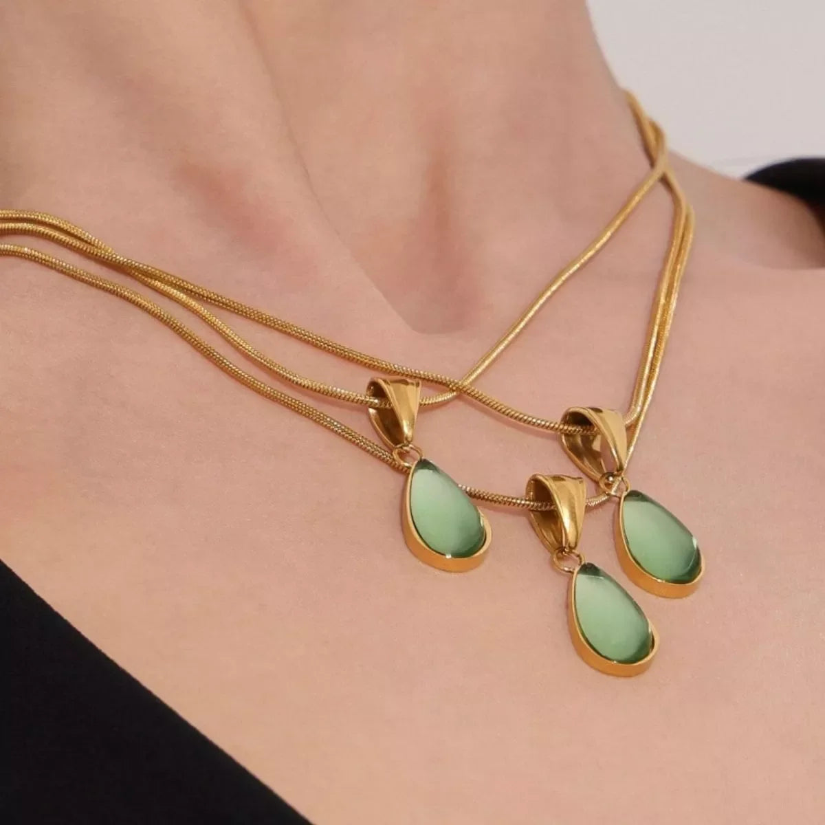 Stainless Steel Teardrop Necklace