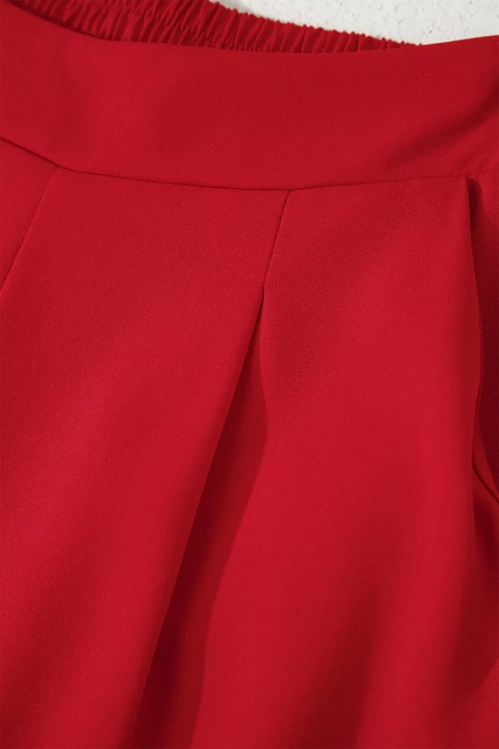Pleated Detail Pull On High Elastic Waist Loose Straight Pants
