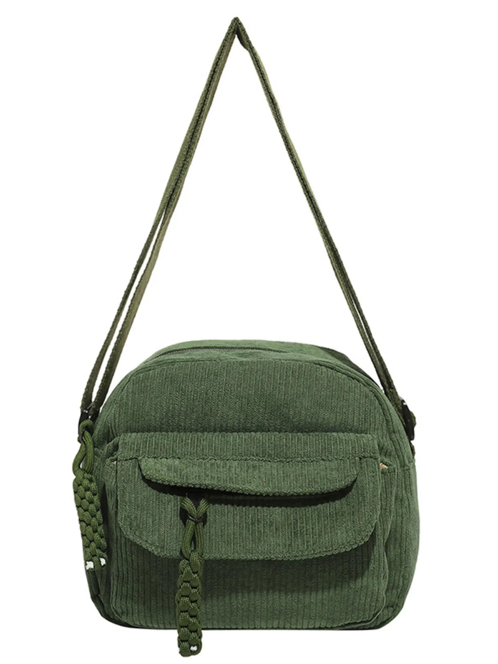 Corduroy Crossbody Bag with Adjustable Strap