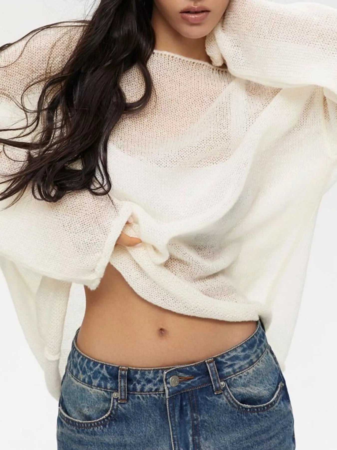 Boat Neck Dropped Shoulder Sweater