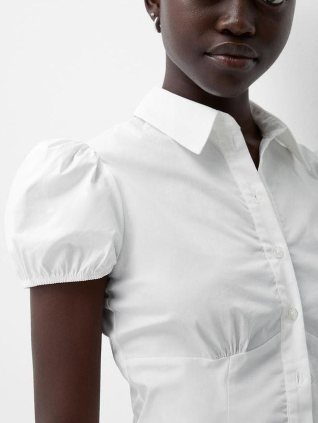 Striped Button Up Puff Sleeve Shirt