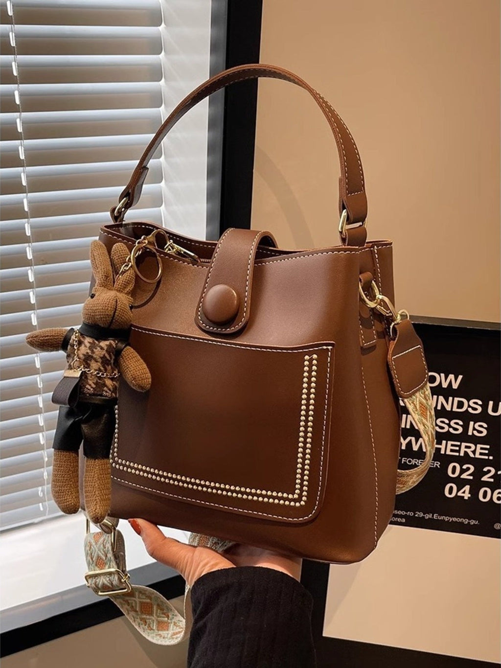 Bucket Crossbody Bag with Wide Strap
