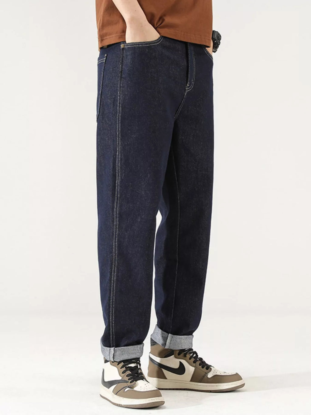 Men's Wide Leg Washed Jeans
