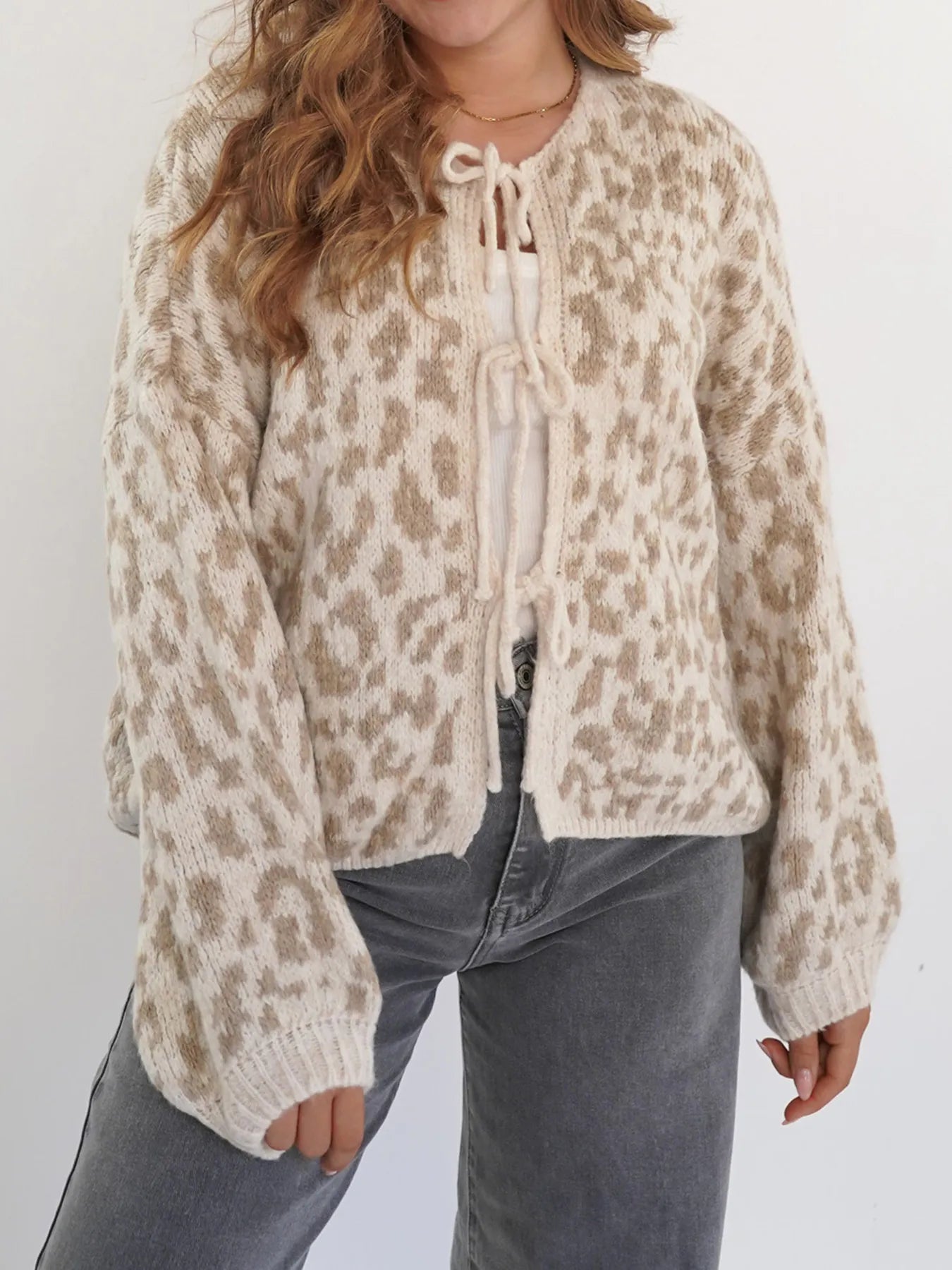 Leopard Tie Front Cardigan