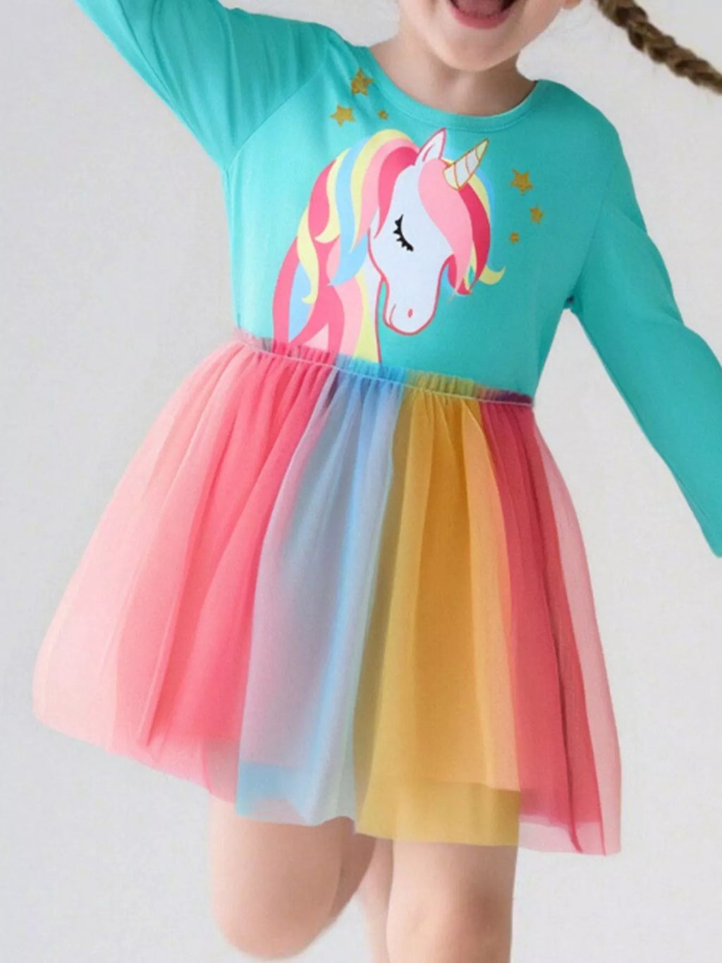Children's Unicorn Rainbow Tulle Dress