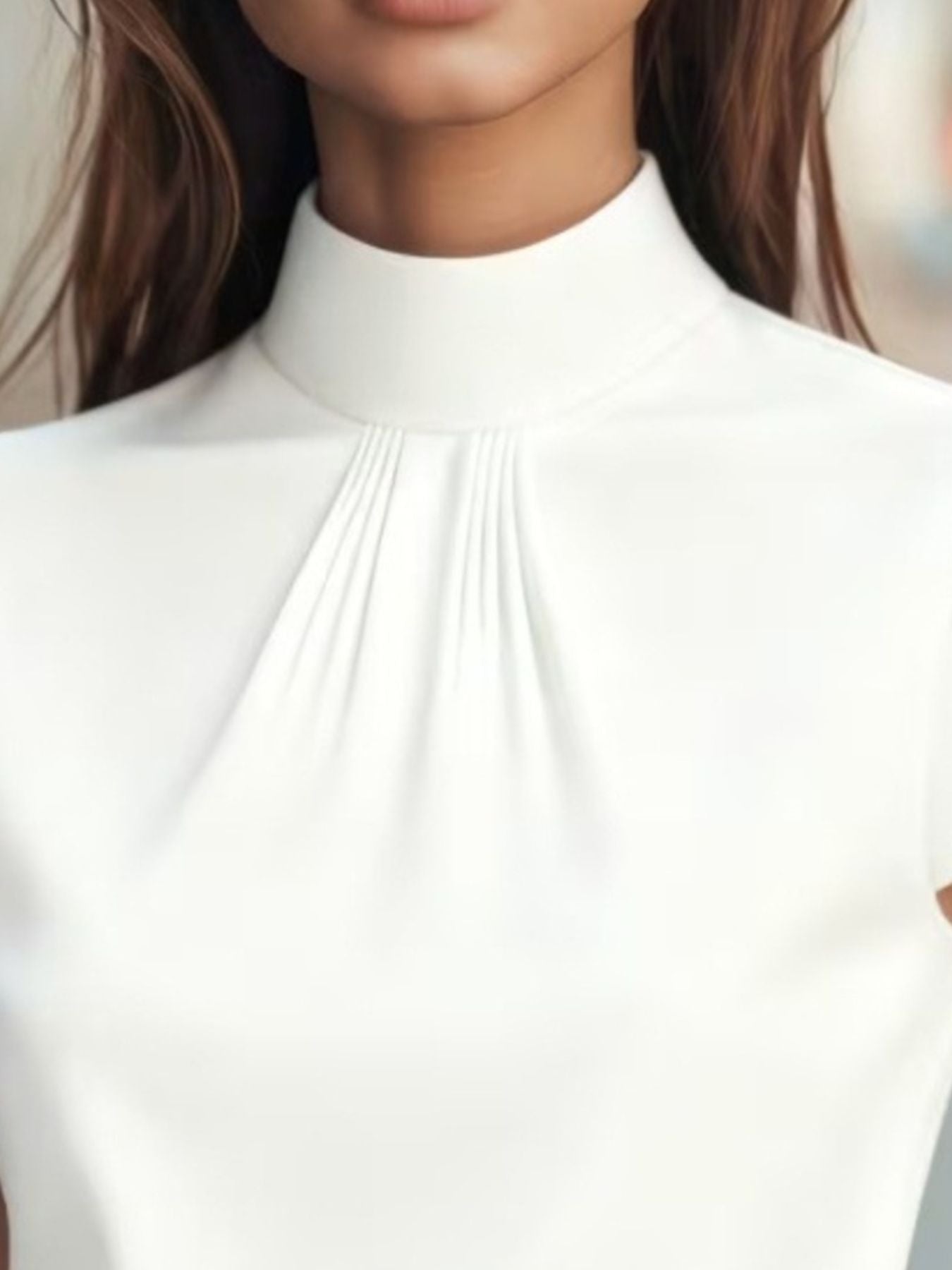 High Neck Cap Sleeve Satin Blouse