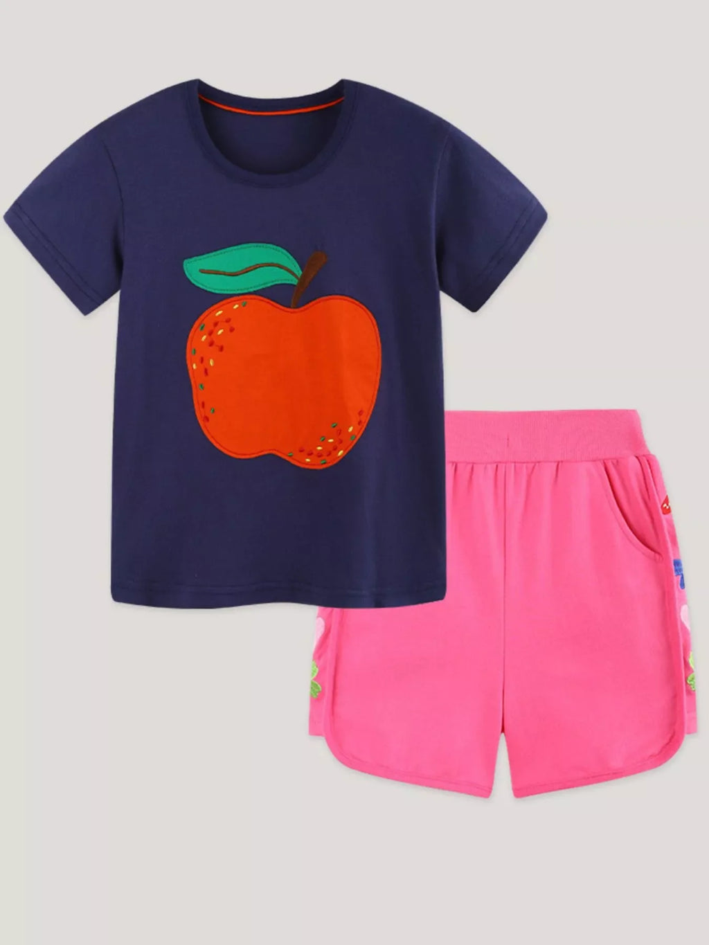 Children's Apple Embroidered T-Shirt & Shorts Set