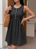 Sleeveless Button-Front A-Line Dress