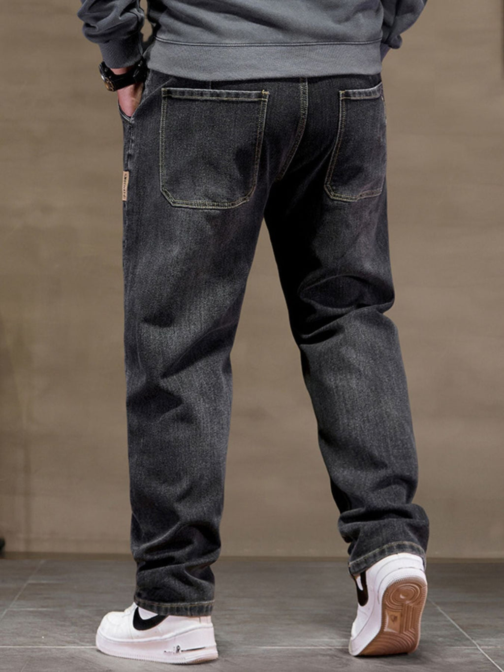 Men's Plus Size Relaxed Fit Drawstring Waist Jeans