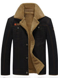 Men's Plus Size Button Up Fleece Lined Jacket