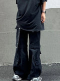Men's Wide Leg Detachable Cargo Jeans with Multi-Pockets