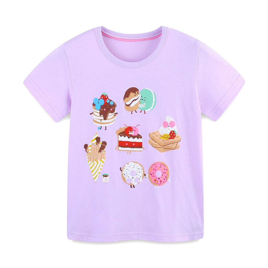 Children's Cartoon Fruit Print Short Sleeve T-Shirt