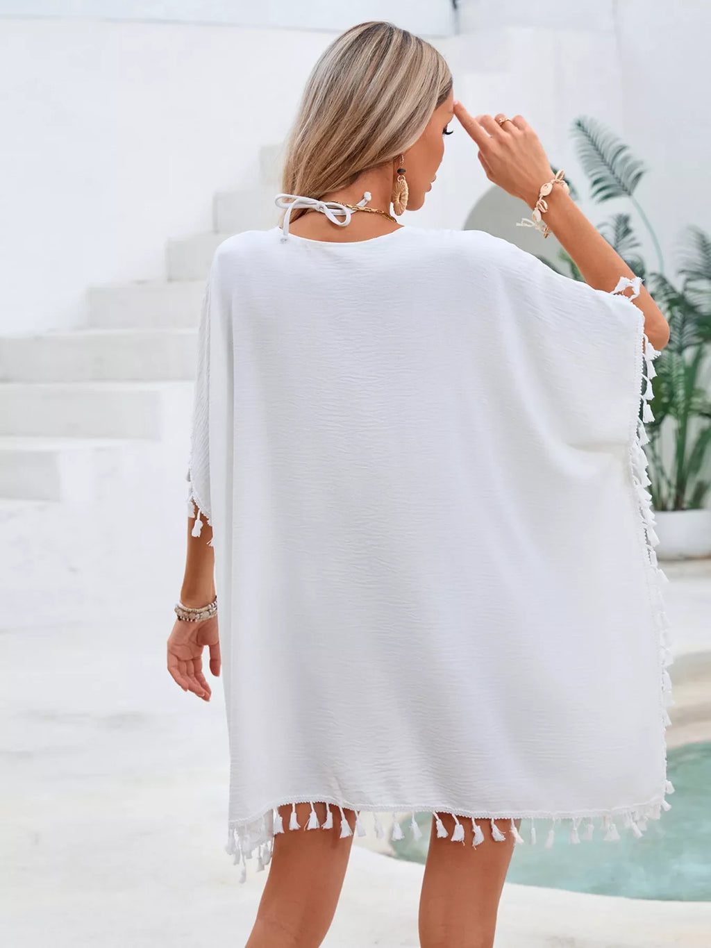 Crochet Trim Tassel Cover-Up Dress