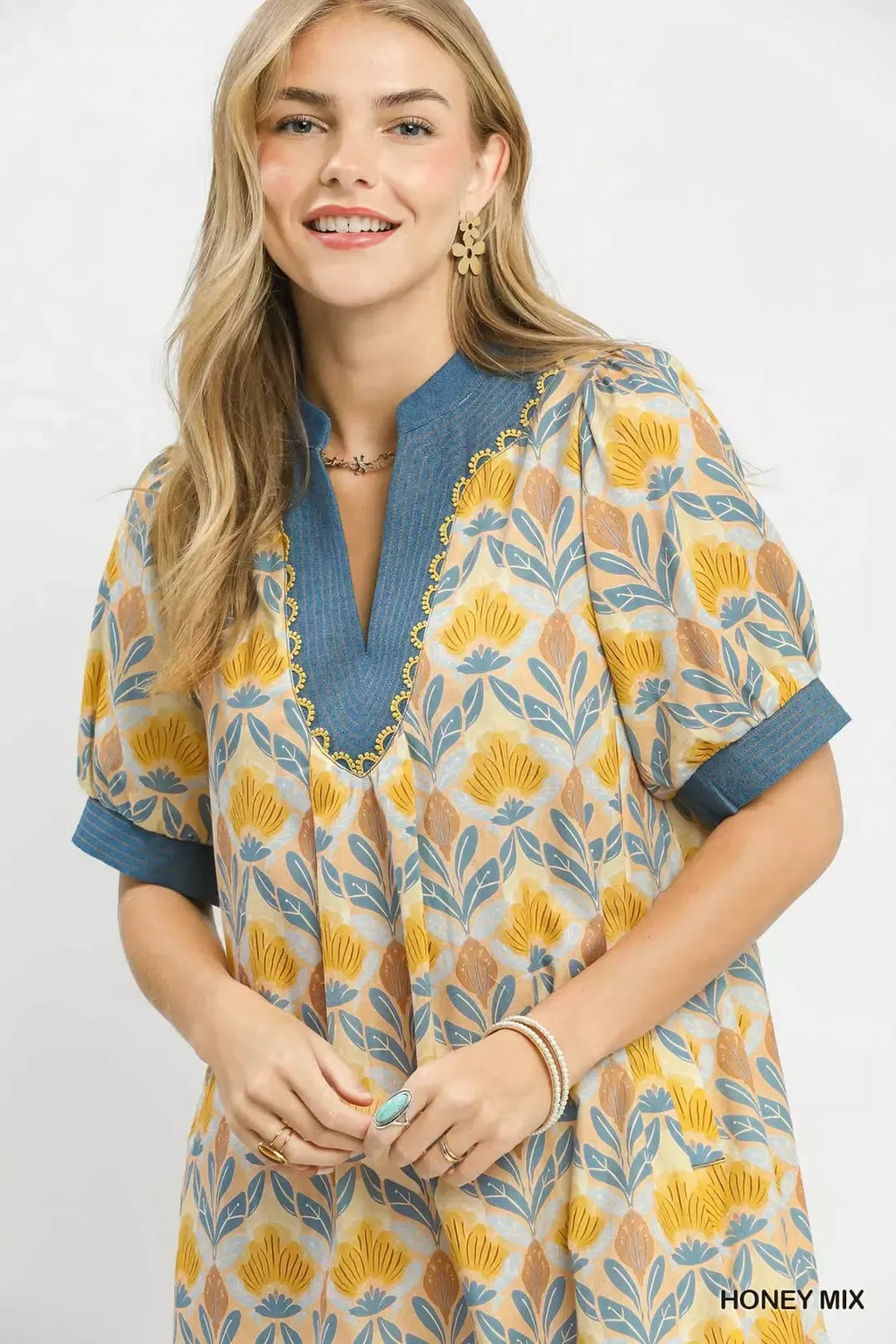 Umgee Mix Tile Print Mini Dress