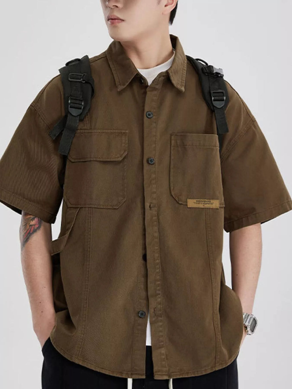 Men's Full Size Button Up Half Sleeve Shirt Plus Size