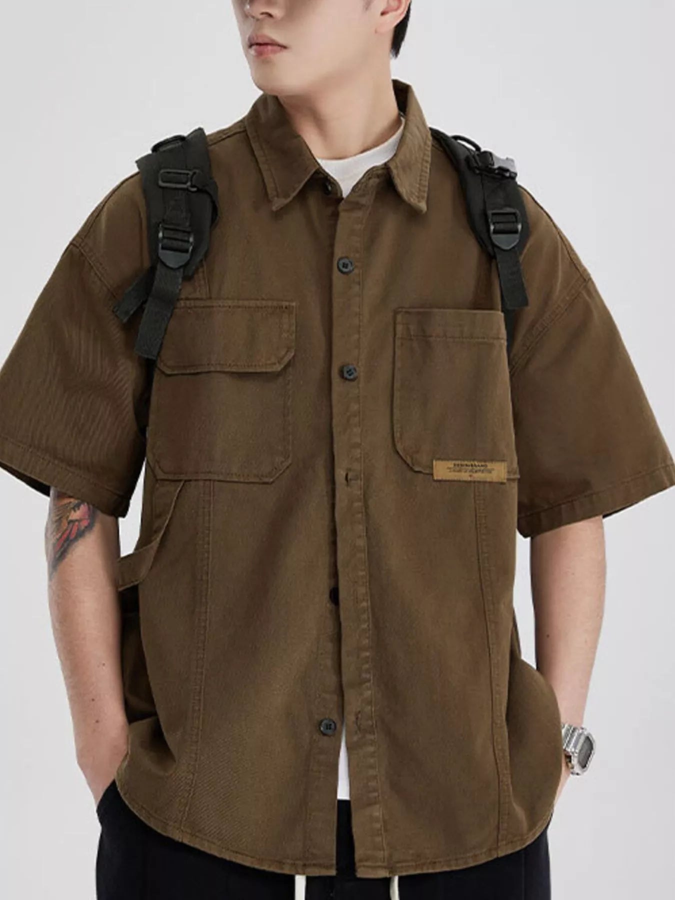 Men's Full Size Button Up Half Sleeve Shirt Plus Size