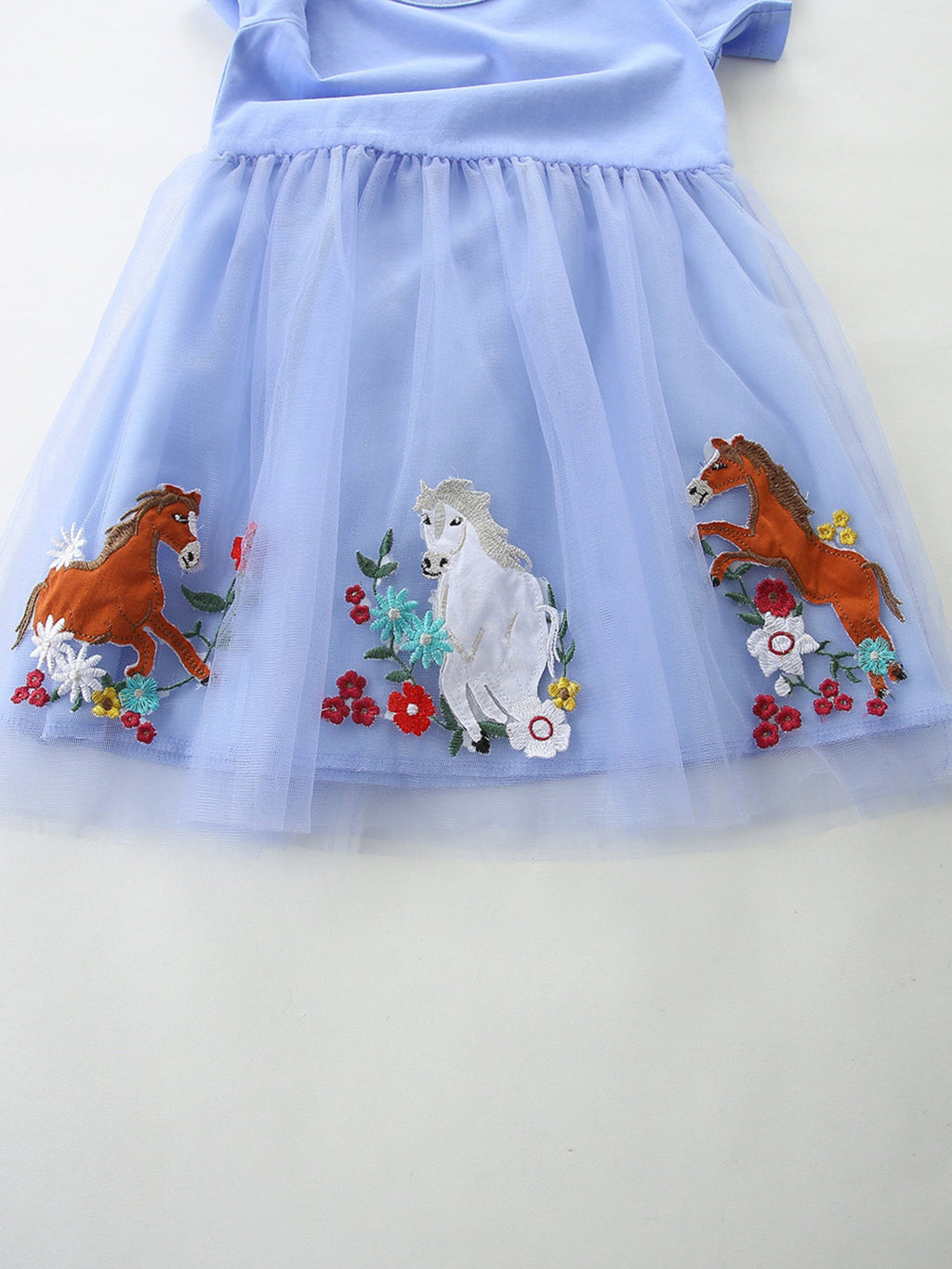 Children's Horse Embroidered Tulle Dress