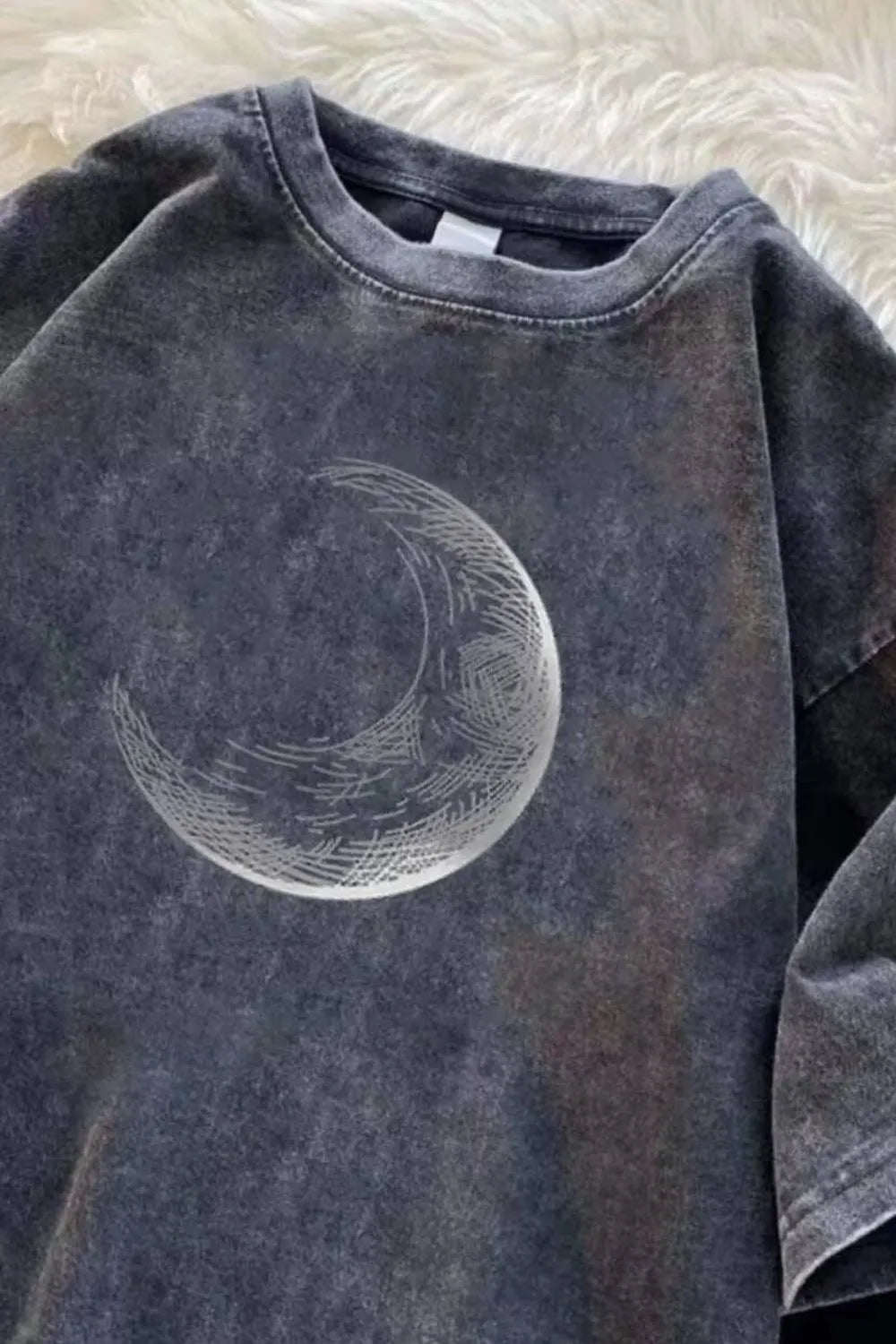 Men's Full Size Vintage Washed Moon Graphic T-Shirt Plus Size