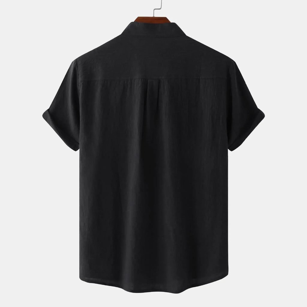 Men's Mandarin Collar Short Sleeve Henley Shirt