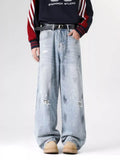 Men's Full Size Distressed Wide Leg Jeans Plus Size