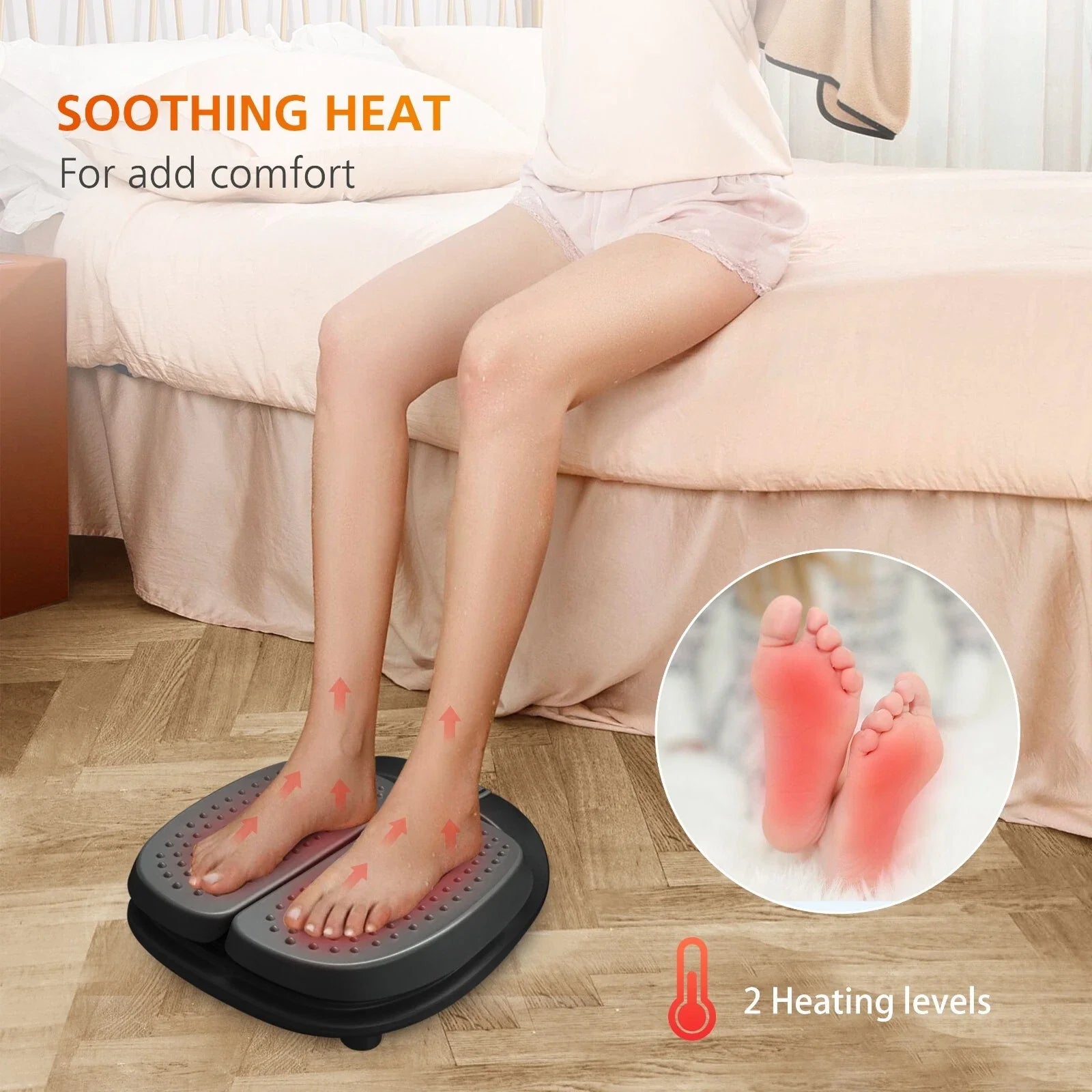 Foot Massager Machine with Heat for Blood Circulation Plantar Fasciitis, Black