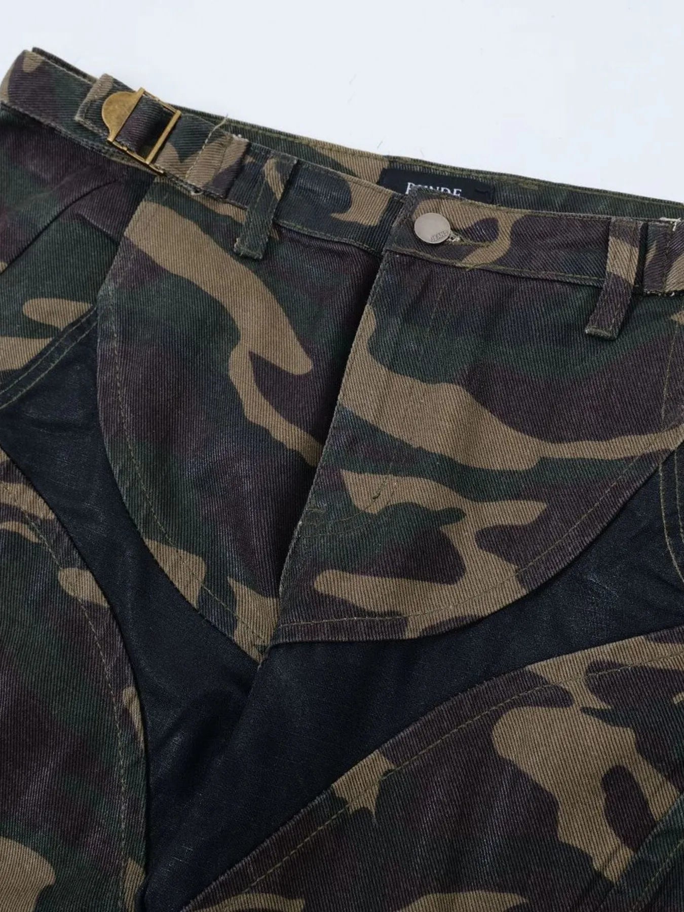 Men's Camouflage Bootcut Jeans with Seam Detail