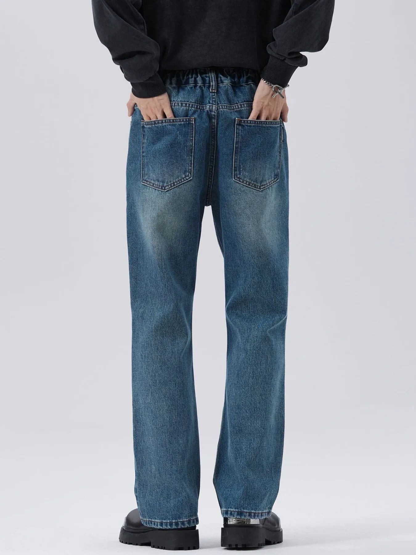 Men's Full Size Washed Straight Leg Jeans Plus Size