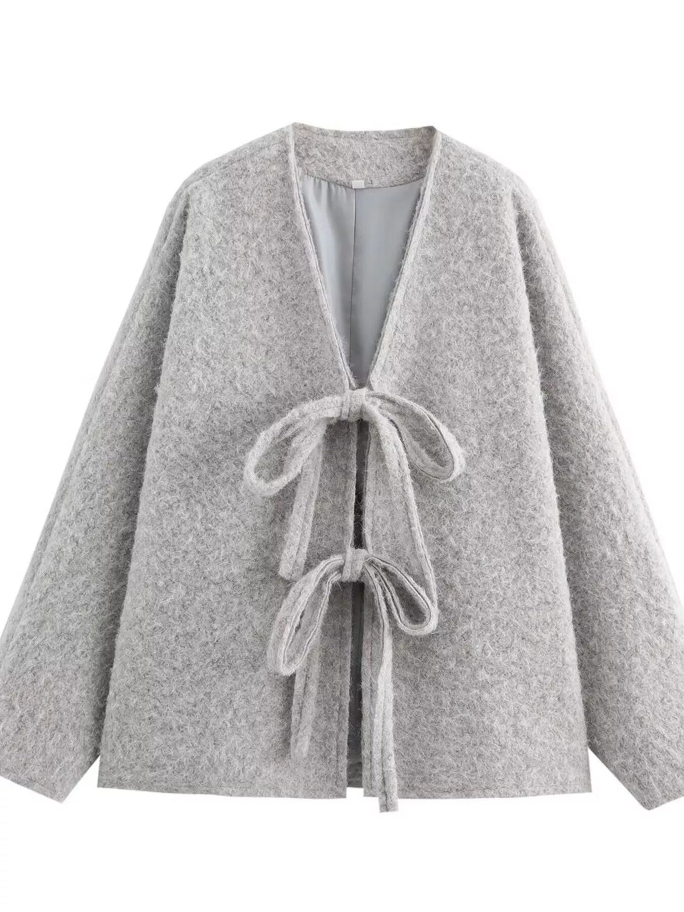 Textured Knit Tie-Front Outerwear