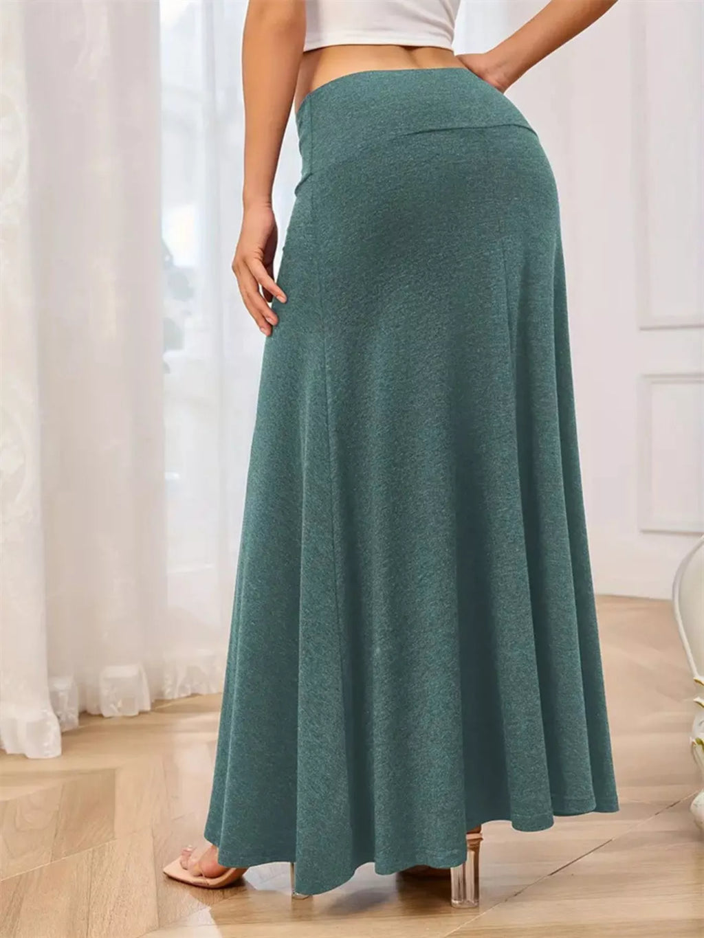 Flowy Maxi Skirt with Wide Waistband