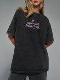 Letter Round Neck Short Sleeve T-Shirt