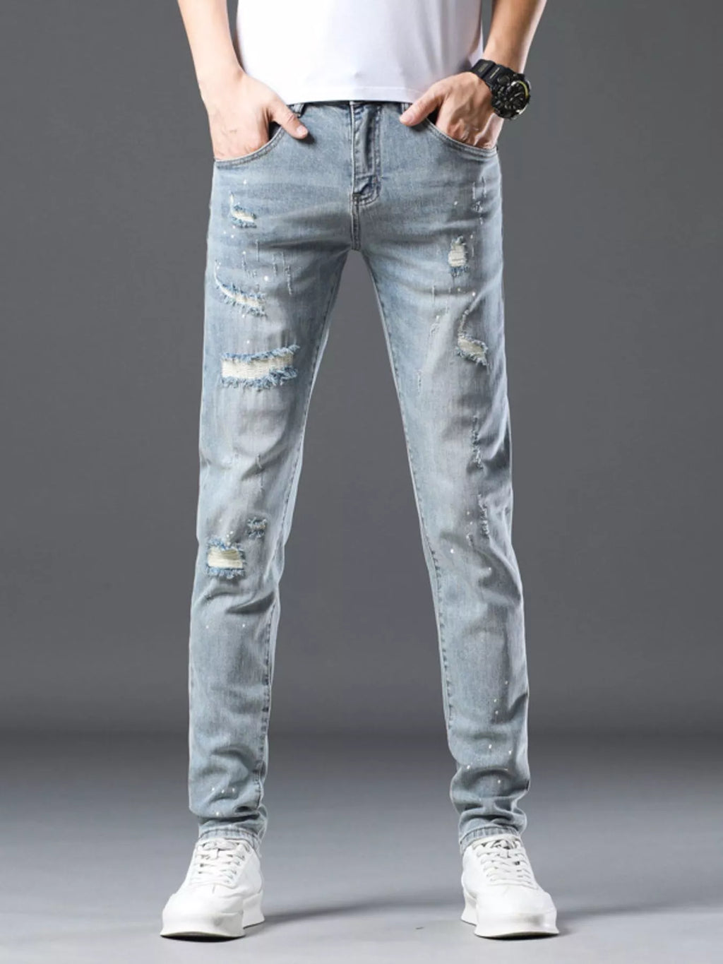 Men's Distressed Slim Fit Jeans