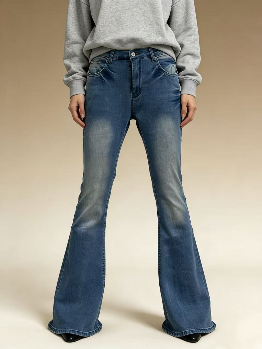 Full Size Vintage Wash High-Waisted Flare Jeans Plus Size