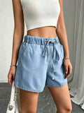 Drawstring High Waist Denim Shorts
